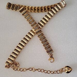 Gold and Gray Heart Charm Metal Belt Total Length 39"